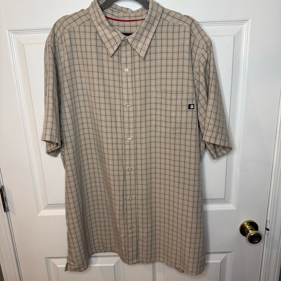 Marmot Tan and Brown Plaid Casual Button Down Shirt Size XXL GUC - Picture 1 of 8